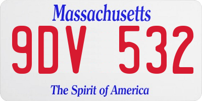 MA license plate 9DV532