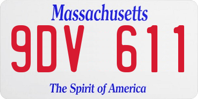 MA license plate 9DV611