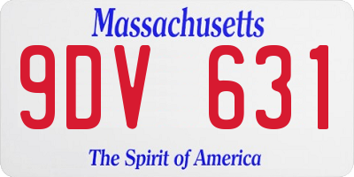MA license plate 9DV631
