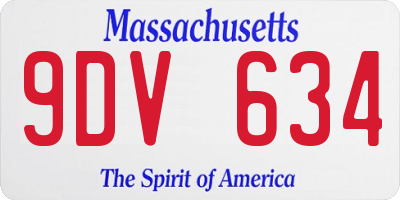 MA license plate 9DV634