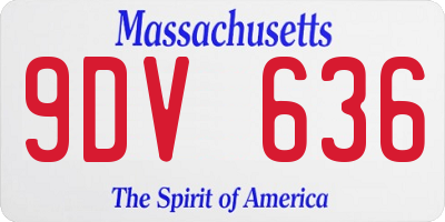 MA license plate 9DV636