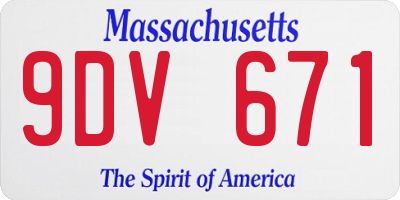 MA license plate 9DV671