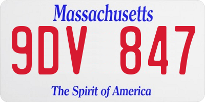 MA license plate 9DV847