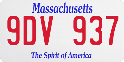 MA license plate 9DV937