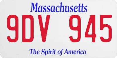 MA license plate 9DV945