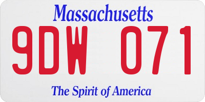 MA license plate 9DW071