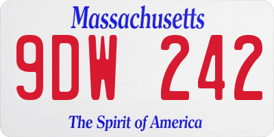 MA license plate 9DW242
