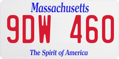 MA license plate 9DW460