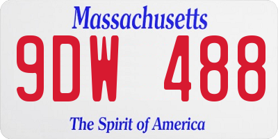 MA license plate 9DW488