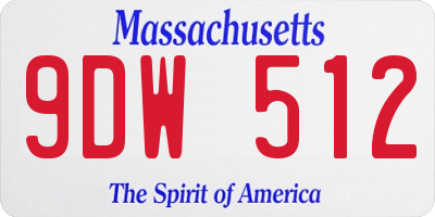 MA license plate 9DW512