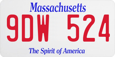 MA license plate 9DW524