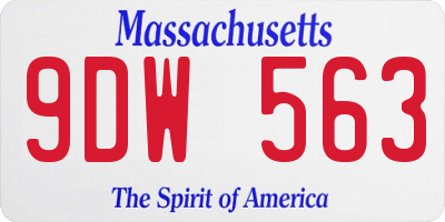 MA license plate 9DW563