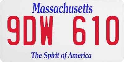 MA license plate 9DW610