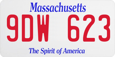 MA license plate 9DW623