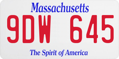 MA license plate 9DW645