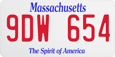 MA license plate 9DW654
