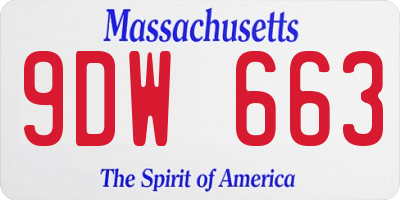 MA license plate 9DW663