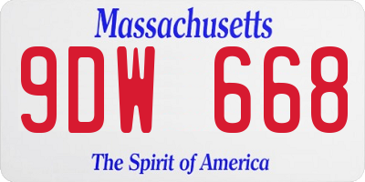 MA license plate 9DW668