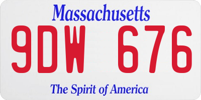 MA license plate 9DW676