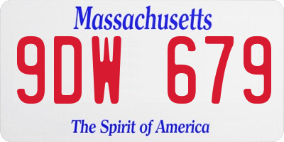 MA license plate 9DW679