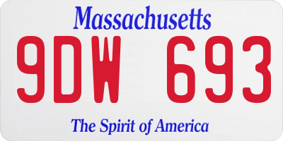 MA license plate 9DW693