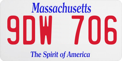 MA license plate 9DW706