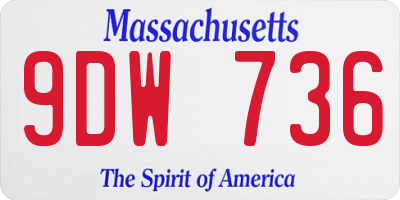 MA license plate 9DW736