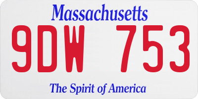 MA license plate 9DW753