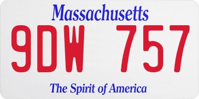 MA license plate 9DW757