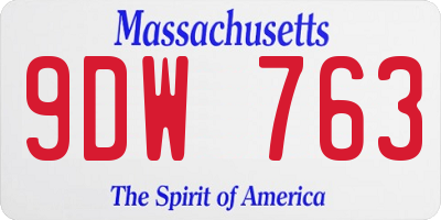 MA license plate 9DW763