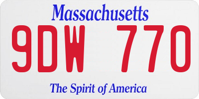 MA license plate 9DW770