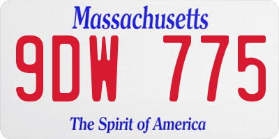 MA license plate 9DW775