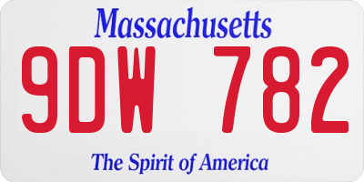 MA license plate 9DW782