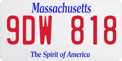 MA license plate 9DW818