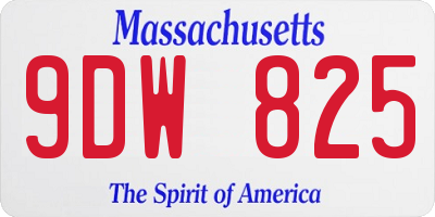 MA license plate 9DW825