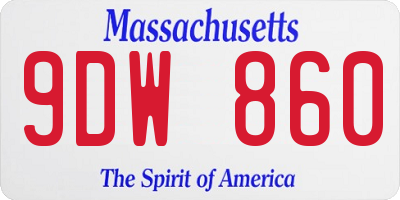 MA license plate 9DW860