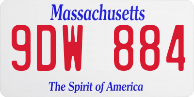MA license plate 9DW884