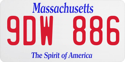 MA license plate 9DW886