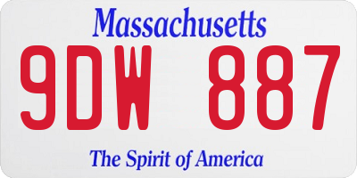 MA license plate 9DW887