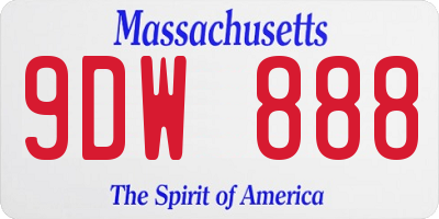 MA license plate 9DW888