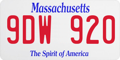 MA license plate 9DW920