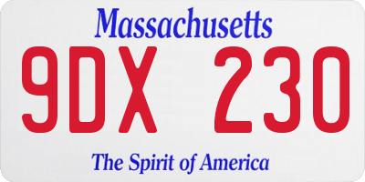 MA license plate 9DX230