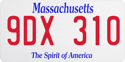 MA license plate 9DX310