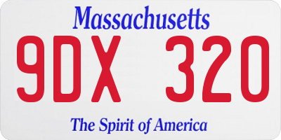 MA license plate 9DX320