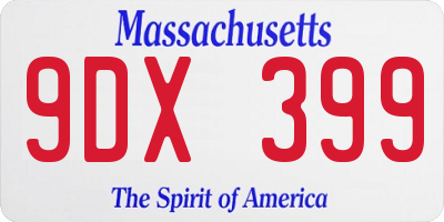 MA license plate 9DX399