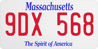 MA license plate 9DX568