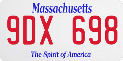 MA license plate 9DX698