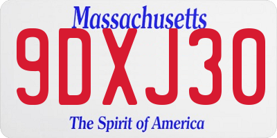 MA license plate 9DXJ30