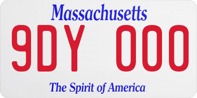 MA license plate 9DY000