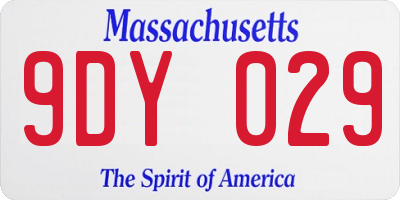 MA license plate 9DY029